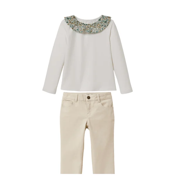 Camisa Crudo Cuello Tela LIBERTY y Pantalon Slim Beige - Cyrillus