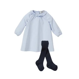 Vestido oxford azul cielo y cuello pierrot _ Cyrillus