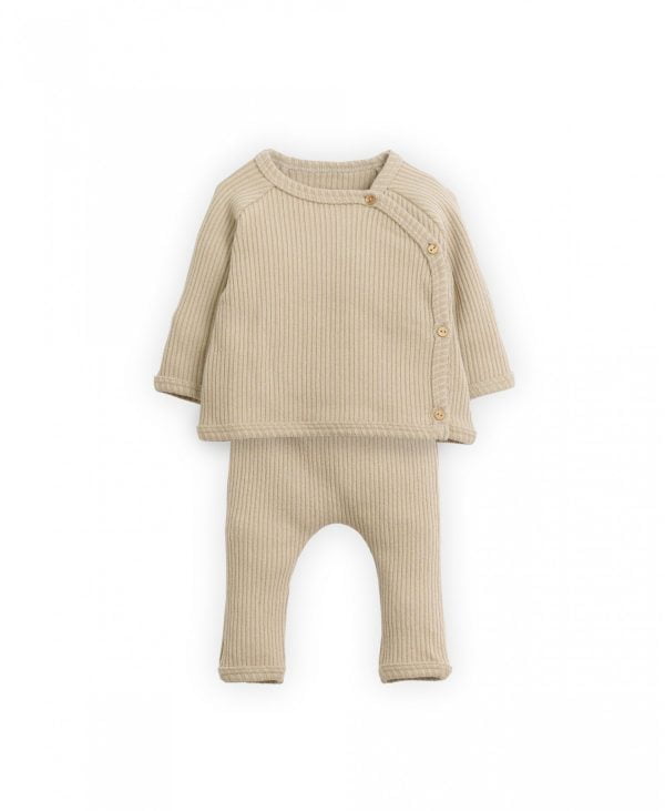 Conjunto Cardigan y pantalon en malla White Pepper _ Playup