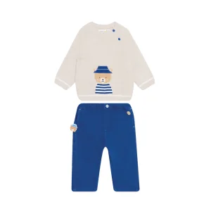 Suéter Beige Chiné Teddy Bear y Pantalon azul Klein - Sergent Major