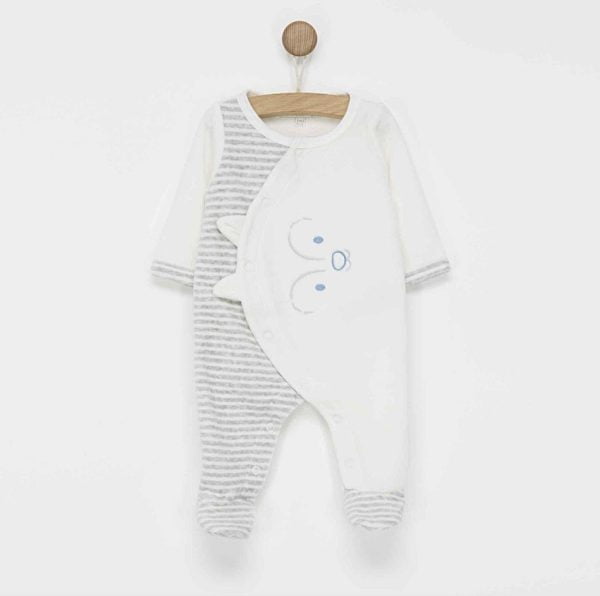 Pijama Mitad Blanco y Rayas Grises Cabeza Animal Azul _ Sergent Major