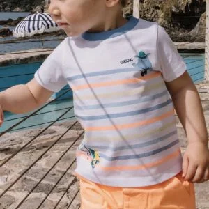 Conjunto naranja bermuda pálido y camiseta azul naranja blanca hipopótamo - Sergent Major